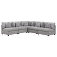 Cambria 5-piece grey upholstered modular sectional sofa front view