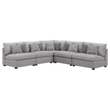 Cambria 5-piece grey upholstered modular sectional sofa front view