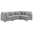 Cambria 4-Piece Grey Upholstered Modular Sectional Sofa main view