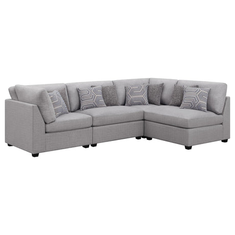 Cambria 4-Piece Grey Upholstered Modular Sectional Sofa main view