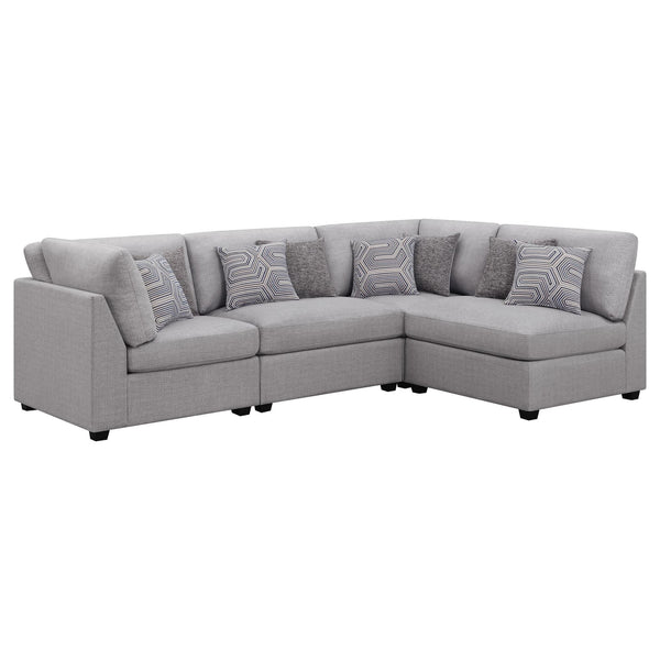 Cambria 4-Piece Grey Upholstered Modular Sectional Sofa main view