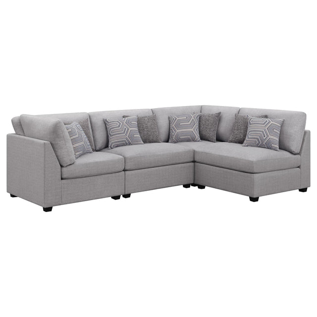 Cambria 4-Piece Grey Upholstered Modular Sectional Sofa main view