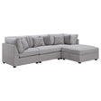Cambria 4-Piece Grey Upholstered Modular Sectional Sofa front view