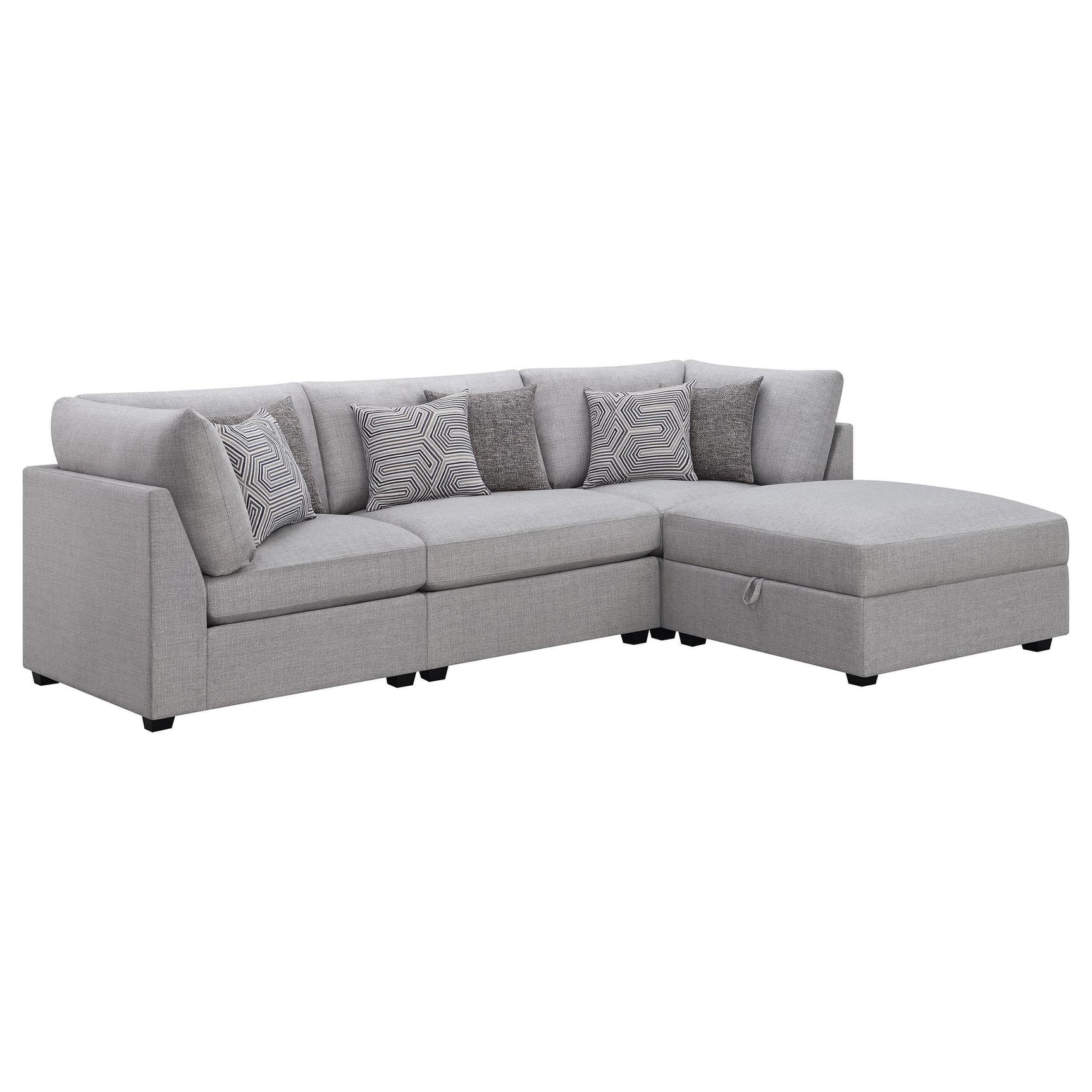 Cambria 4-Piece Grey Upholstered Modular Sectional Sofa front view