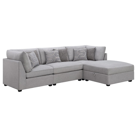 Cambria 4-Piece Grey Upholstered Modular Sectional Sofa front view