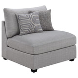 Cambria Grey Upholstered Armless Accent Chair front view