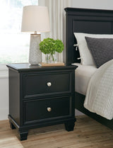 Lanolee Black Nightstand angled view showing side and front