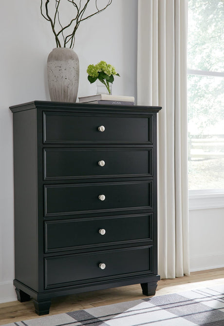 Lanolee Black Chest of Drawers angled left view