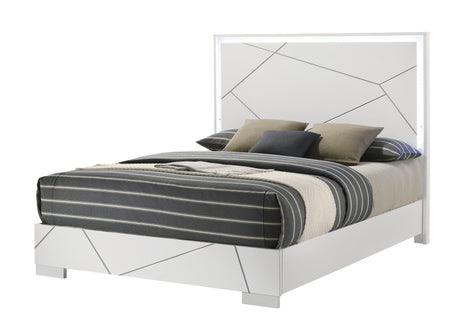 Ayla White LED Panel King Bed front view