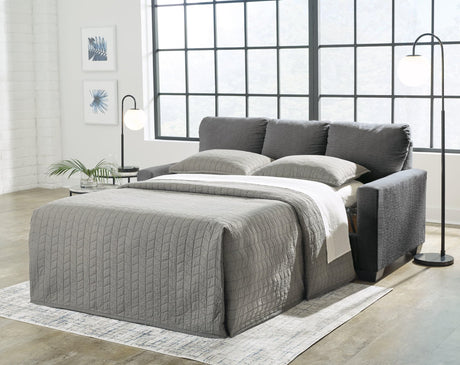 Rannis Pewter Chenille Full Sofa Sleeper front angle