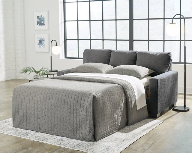 Rannis Pewter Chenille Full Sofa Sleeper front angle