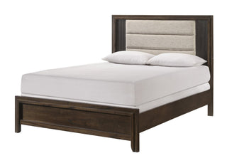 Carlton Brown Upholstered Panel King Bed front view