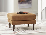 Telora Caramel Microfiber Ottoman front angle
