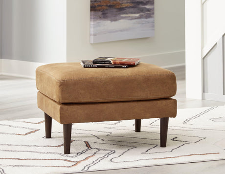 Telora Caramel Microfiber Ottoman front angle