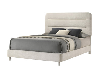 Nyomi White Upholstered King Panel Bed side view