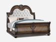 Stanley Coffee Brown Upholstered Tufted Sleigh Queen Bed front view