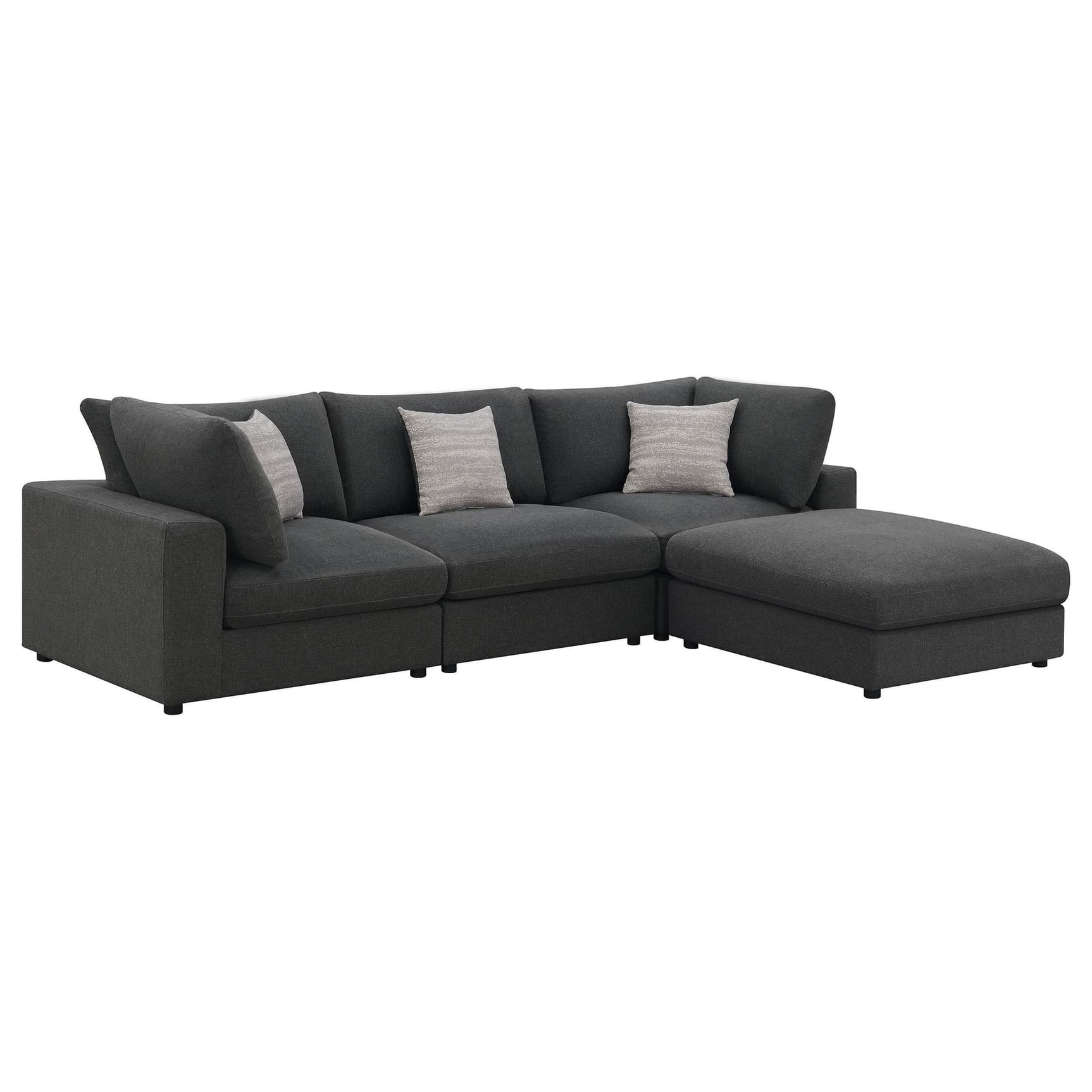 Serene 4-Piece Upholstered Modular Sectional Sofa charcoal main view