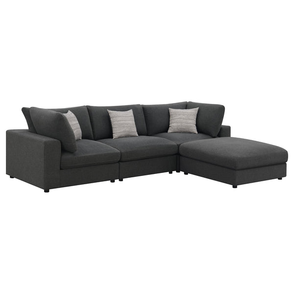 Serene 4-Piece Upholstered Modular Sectional Sofa charcoal main view