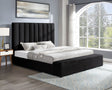 Valencia Black Velvet Upholstered King Platform Bed front view