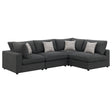 Serene 4-Piece Charcoal Upholstered Modular Sectional Sofa main view