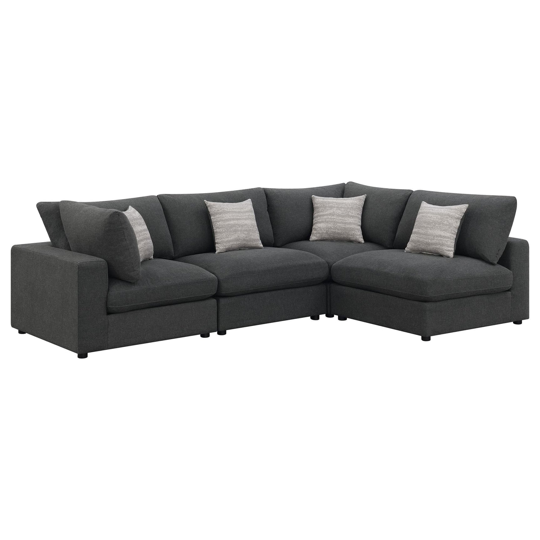 Serene 4-Piece Charcoal Upholstered Modular Sectional Sofa main view