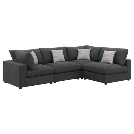 Serene 4-Piece Charcoal Upholstered Modular Sectional Sofa main view