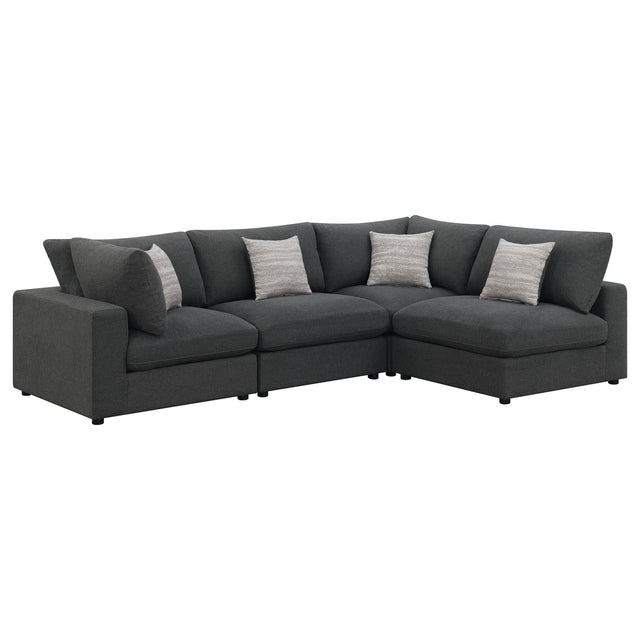 Serene 4-Piece Charcoal Upholstered Modular Sectional Sofa main view