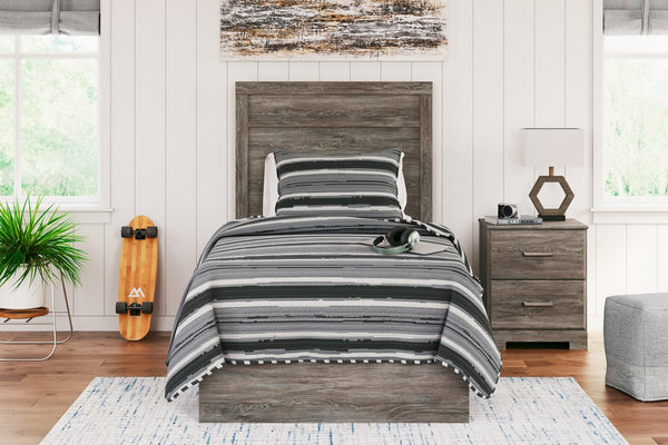 Ralinksi Gray Twin Panel Bed front angle view