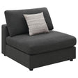 Serene Upholstered Armless Chair charcoal linen front view
