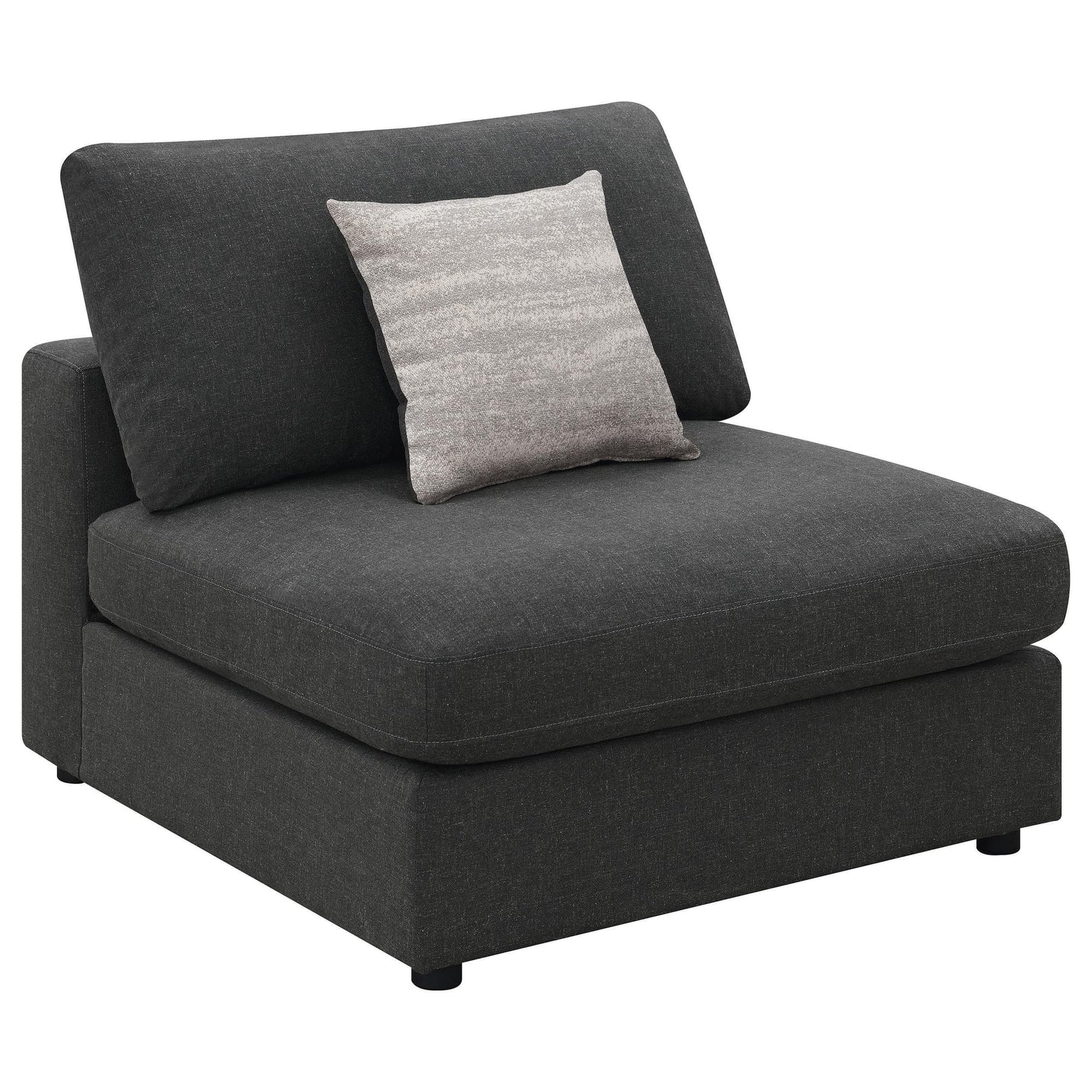Serene Upholstered Armless Chair charcoal linen front view