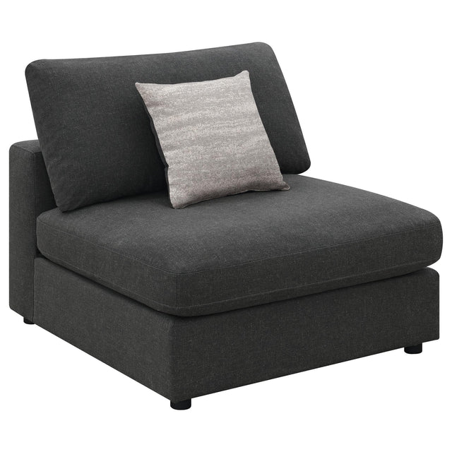 Serene Upholstered Armless Chair charcoal linen front view