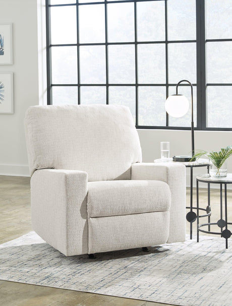Rannis Snow Chenille Recliner chair front angle view