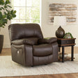 Front view of Leesworth Dark Brown Leather Power Recliner
