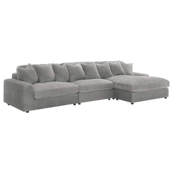 Main view of Blaine Upholstered Reversible Chaise Sectional Sofa in Fog