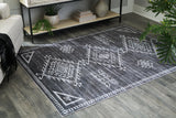 Arloman 5x7 area rug black cream gray front view