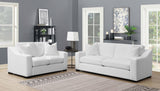 Ashlyn 2-Piece White Upholstered Sloped Arm Sofa Set front view