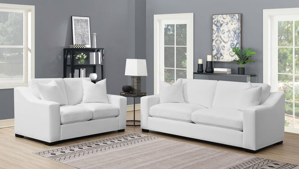 Ashlyn 2-Piece White Upholstered Sloped Arm Sofa Set front view
