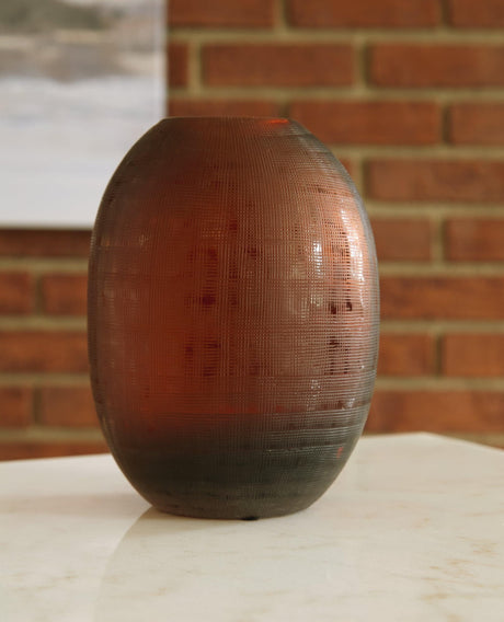 Embersen Amber Glass Vase set of 2 front view