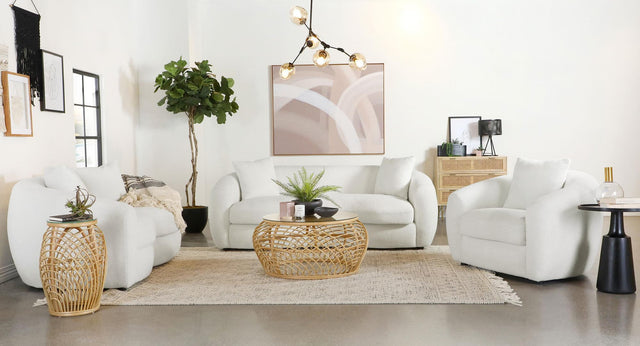 Isabella 3-Piece Faux Sheepskin Upholstered Sofa Set natural tone main view