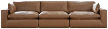 Emilia Caramel 3-Piece Sectional Sofa front view