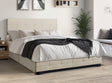 Faddy Beige Upholstered Tufted Platform Queen Bed front view