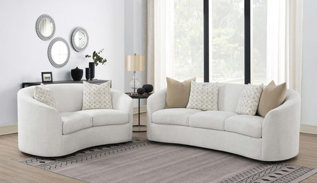 Rainn 2-Piece Boucle Upholstered Sloped Arm Sofa Set Latte main view