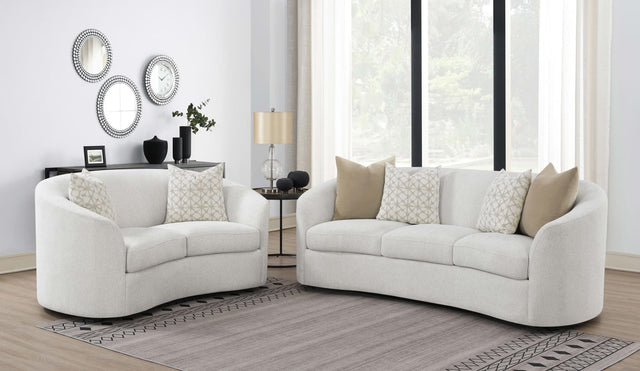 Rainn 2-Piece Boucle Upholstered Sloped Arm Sofa Set Latte main view