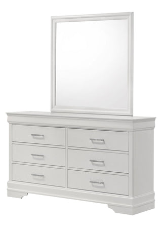 Amalia White Dresser front view with drawers closed