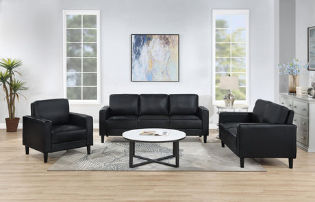 Ruth 3-Piece Upholstered Track Arm Sofa Set Black main view