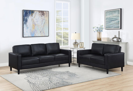 main view of Ruth 2-Piece Upholstered Track Arm Sofa Set Black