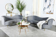 Sophia grey upholstered channel tufted sofa - front main view