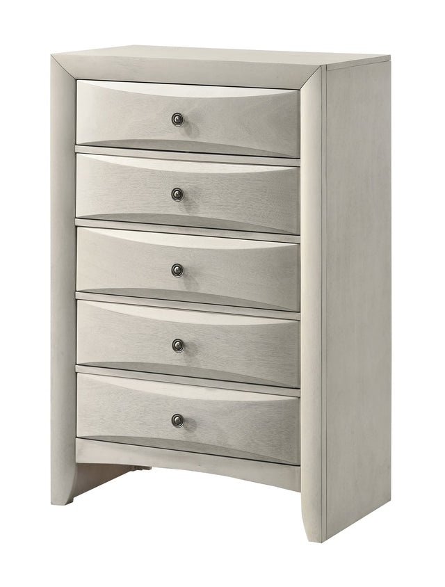 Emily White Chest front view showing drawers