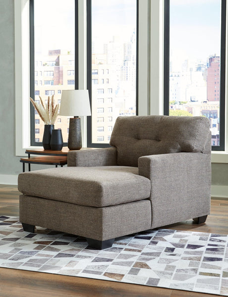 Mahoney Chocolate Chenille Chaise Lounge front angle view