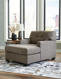 Mahoney Chocolate Chenille Chaise Lounge front angle view